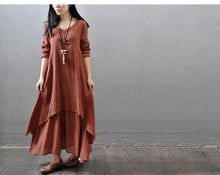 Linen Solid Half Sleeve Ruched V-neck Double Layers Button White Plus Size 3XL Elegant Loose Dress 2016 New Women Autumn Dresses