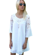 Lining Lace Crochet Hollow Out Floral Pattern Women Summer Dress Summer Casual Patchwork Girl 2016 Fashion Summer Sundresses