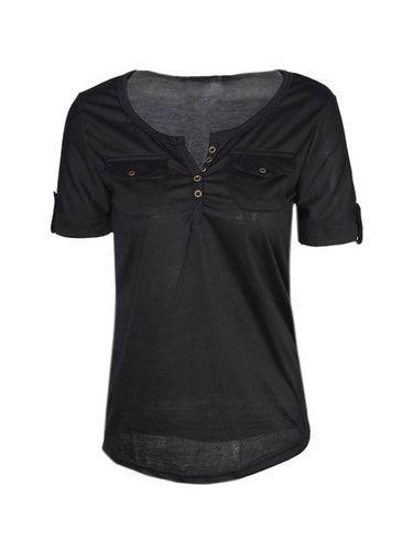 Little Double Pocket Button Up Front Deep V Neck Plunge Sexy Sheer Women Blouse Casual Slim Shirt 2017 Fashion Shirt