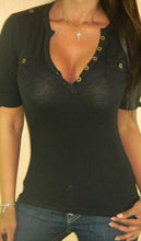 Little Double Pocket Button Up Front Deep V Neck Plunge Sexy Sheer Women Blouse Casual Slim Shirt 2017 Fashion Shirt