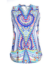 Long Blouse V Neck Tie Up Tribal Colorful Pattern Sleeveless 2017 Spring Summer 2017 High Quality Women Fashion Clothes Women