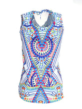 Long Blouse V Neck Tie Up Tribal Colorful Pattern Sleeveless 2017 Spring Summer 2017 High Quality Women Fashion Clothes Women