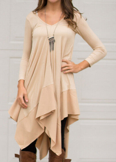 Long Shirt Women High Low Shirt Handkerchief Blouse Loose Oversized Shirts Plus Size Women Clothing Tunic European Style Fashion