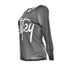 Long Sleeve Shirt Women Wifey Letter Tee Shirt Grey Blouse One Shoulder Off Big Size Loose Tops Back Slit Fashion Cotton Casual