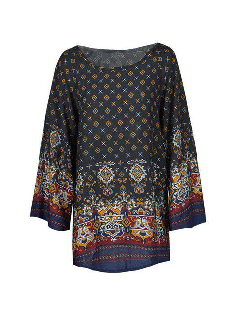 Loose Tribal Pattern Ethnic Print Dress New Arrivals 2016 Women Dresses Women Clothing 2016 Bohemian Dress Boho Lady Summer