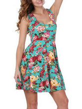Low Cut Flower Floral Print Tank Sundress High Waist Summer Casual Print Dress Skater Sun Loose Dress 2016