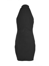 Low Cut Halter Collared Back Zipper Mini Bodycon Bandage Black Sexy Club Dress Summer 2016 Night Club Wear Cut Out Turtleneck