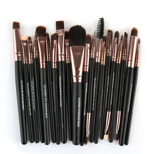 MAANGE 100% Brand 20PCS Cosmetic Makeup Brush Lip Makeup Brush Eyeshadow Brush Gold oval makeup brush 2017 Anne