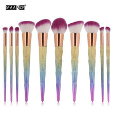 MAANGE 10Pcs Colorful Cosmetic Eyebrow Eyeshadow Brush Makeup Brush Sets Kits Tools oval pincel de maquiagem Anne