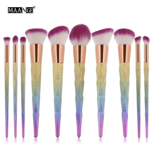 MAANGE 10Pcs Colorful Cosmetic Eyebrow Eyeshadow Brush Makeup Brush Sets Kits Tools oval pincel de maquiagem Anne