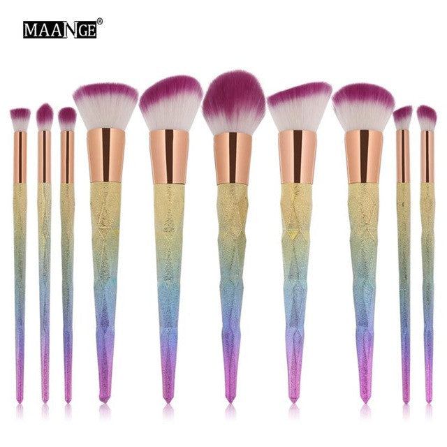 MAANGE 10Pcs Colorful Cosmetic Eyebrow Eyeshadow Brush Makeup Brush Sets Kits Tools oval pincel de maquiagem Anne