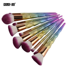 MAANGE 10Pcs Colorful Cosmetic Eyebrow Eyeshadow Brush Makeup Brush Sets Kits Tools oval pincel de maquiagem Anne