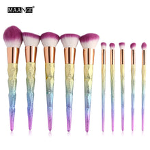 MAANGE 10Pcs Colorful Cosmetic Eyebrow Eyeshadow Brush Makeup Brush Sets Kits Tools oval pincel de maquiagem Anne