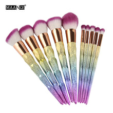 MAANGE 10Pcs Colorful Cosmetic Eyebrow Eyeshadow Brush Makeup Brush Sets Kits Tools oval pincel de maquiagem Anne