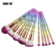 MAANGE 10Pcs Colorful Cosmetic Eyebrow Eyeshadow Brush Makeup Brush Sets Kits Tools oval pincel de maquiagem Anne