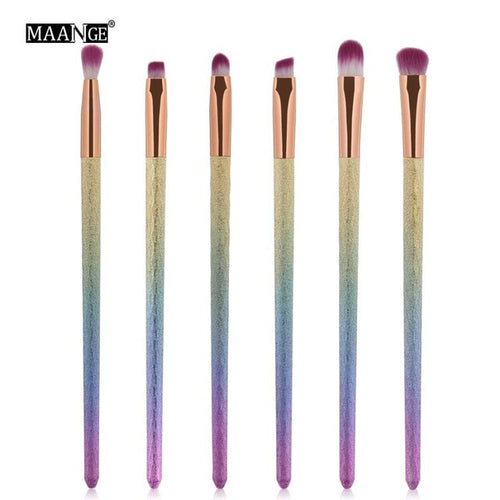 MAANGE 6Pcs Colorful Cosmetic Eyebrow Eyeshadow Brush Makeup Brush Sets Kits Tools oval brushes Anne