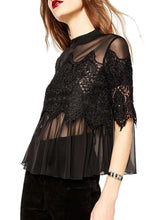 Mesh Embroidery See Through Ruched Sexy Hollow Out Crochet Summer Casual Women Loose New Arrival Women Blouses 2016 Blouse Top