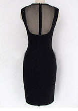 Mesh See Through Office Work Dress Sleeveless Back Zipper Midi Black Bodycon Sexy Red Dress Summer Dress 2016 New Style Spring