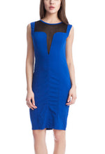 Mesh See Through Office Work Dress Sleeveless Back Zipper Midi Black Bodycon Sexy Red Dress Summer Dress 2016 New Style Spring