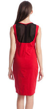 Mesh See Through Office Work Dress Sleeveless Back Zipper Midi Black Bodycon Sexy Red Dress Summer Dress 2016 New Style Spring
