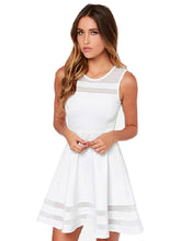 Mesh Striped See Through High Waist Women A Line Dress Girl Summer Sundress Casual Mini Short Dress 2016 Lady High Quality