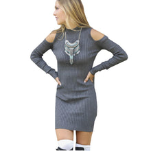 Mini Women Dress Knitted Long Sleeve Winter Dress Turtleneck Cut Out Casual Sweater Dress Sexy Club Robe Cotton Shirt Dresses