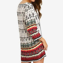 Mini print Summer Casual Three Quarter Sleeve tribal V-Neck dress Casual ethnic For Women 2016 New Arrival Fashion shift Dresses
