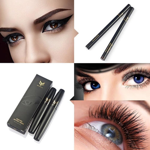 Most Popular High quality paste and the 3D fiber 2Pcs Makeup Liquid Eye Liner Pens Tool + Mascara + Waterproof 3D Eyelash Fiber