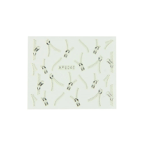 Nail Art 20Sets/Lot Nails Wrap Water Transfers Stickers METALLIC Gold Silver Zipper Designs Nail Decal Decoration free shipping