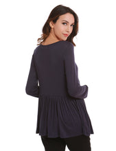 Navy Blue Ruched Loose Shirt Ladies Long Top Women Tops And Blouses 2016 New Fashion Long Sleeve Womens Blouses For Autumn