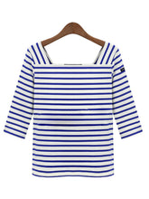 Navy Blue Striped Casual Women White Shirt Women Tops And 2016 New Fashion Women Fashion Clothes Women 2016