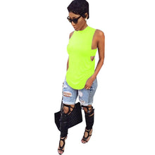 Neon Green Women Blouse Tank Red Side Tab Cutout Top Summer Style Fashion Women Blouse Open Back Top Women Sleeveless Tops