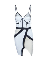Neon Striped Patchwork Spaghetti Strap Summer Dress Women Party Club Sexy Bodycon Dress 2016 Cotton Stretch Open Back Bodycon