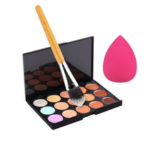 New 15 Color Concealer Palette + Makeup Brushes + Cosmetic sponge Women Beauty Makeup Brushes Set