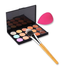 New 15 Color Concealer Palette + Makeup Brushes + Cosmetic sponge Women Beauty Makeup Brushes Set