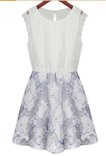 New 2015 Chiffon Dress Casual Summer Skater Dresses For Women White Work Flower Print Dress Vestidos Femininos
