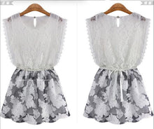 New 2015 Chiffon Dress Casual Summer Skater Dresses For Women White Work Flower Print Dress Vestidos Femininos