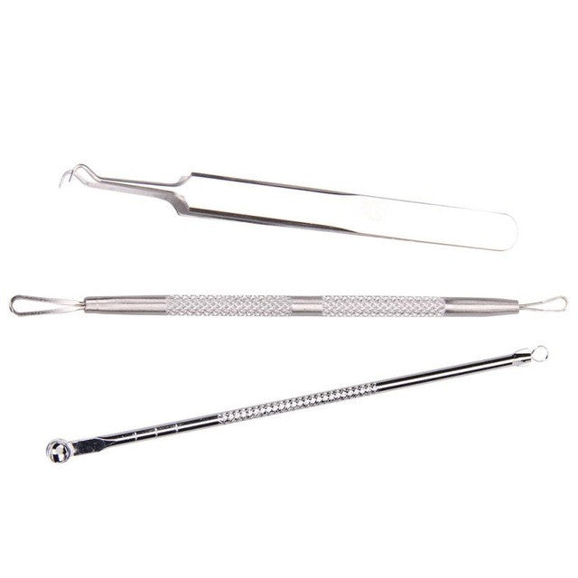 New And Hot Stainless Blackhead Facial Acne Spot Pimple Remover Extractor Tool Comedone 3Pcs new and high quality Anne
