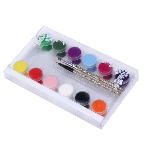 New Arrival 1 Set 12 Colors Women Painting Acrylic 3D Nail Art Paint Tube Draw Nail Art Tip UV Gel