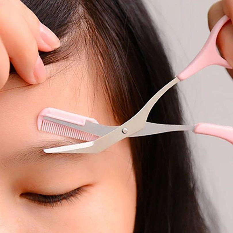 New Designer Eyebrow Comb + Eyebrow Scissor Makeup Tool Suitable beetle-brow 100% brand new and high quality Anne