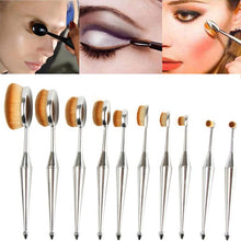 New Designer silver Nylon 10PCS Toothbrush The New Mermaid Makeup Brush Foundation Oval Brushes One Set Anne