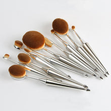 New Designer silver Nylon 10PCS Toothbrush The New Mermaid Makeup Brush Foundation Oval Brushes One Set Anne