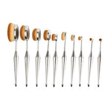New Designer silver Nylon 10PCS Toothbrush The New Mermaid Makeup Brush Foundation Oval Brushes One Set Anne