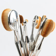 New Designer silver Nylon 10PCS Toothbrush The New Mermaid Makeup Brush Foundation Oval Brushes One Set Anne