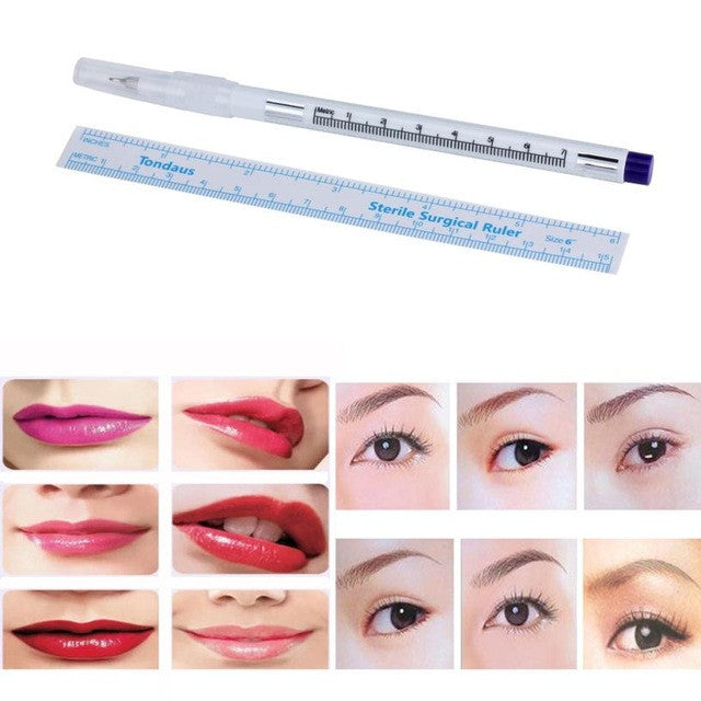 New Hot Sale Women Surgical Skin Marker Pen+ruler Scribe Tool for Tattoo Piercing Permanent Makeup 2017 Anne