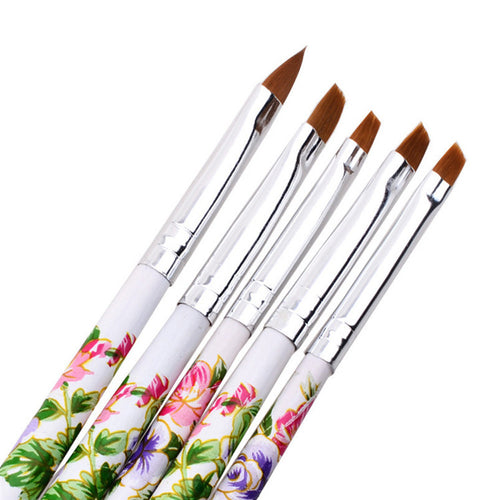 New Nail Brushes 5pcs UV Gel Acrylic Nail Art Brush Painting Pen Set Nail Design Manicure Tools Women 2016 Freeshipping