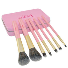 New Top Fashion 14cm 7PCS Pink Tin Box Makeup Brush Set Makeup Brush Cosmetic Tools Beauty Brushes Anne