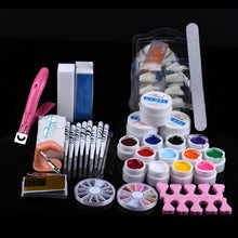 New Top Fashion 20 in 1 Combo Set Professional DIY UV Gel Nail Art Kit Brush Buffer Tool Nail Tips Glue Acrylic Set 2017 Anne