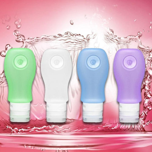 New Top Fashion 4pcs Travel Packing Silicone Press Bottles Set Lotion Shampoo Bath Container Silicone Refillable Bottles