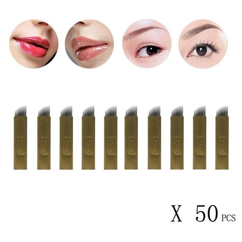 New Top Fashion Approx 20mm 50Pcs 14Pins Permanent Makeup Eyebrow Tattoo Blades Microblading Needles Anne